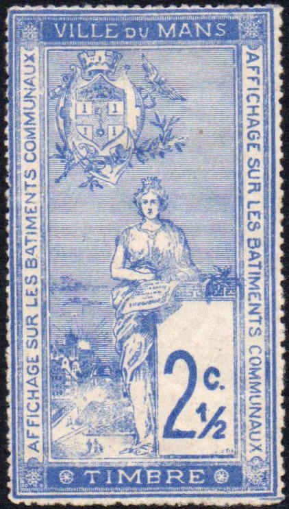 Le Mans : Timbre Fiscal Affiches 1901 : 2½cc Vert